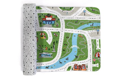 Alfombra infantil Motivo de ciudad con carreteras y edificios