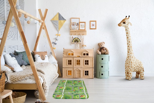Alfombra infantil Calles y casas en un paisaje verde