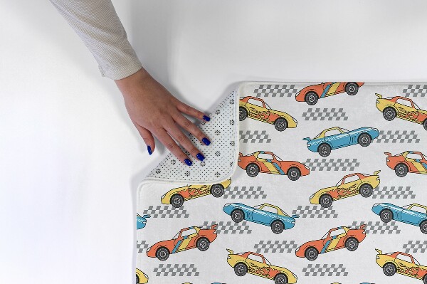 Alfombra infantil Coches de carreras y damero