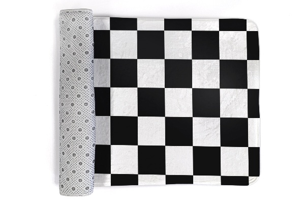 Alfombra antideslizante Motivo a cuadros en blanco y negro