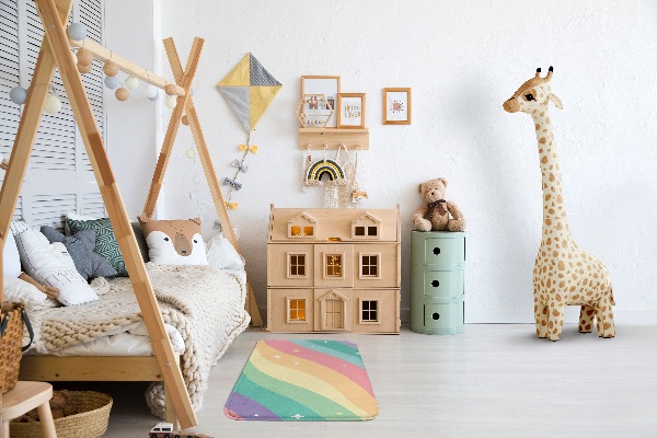 Alfombra infantil Olas de colores en forma de arco iris