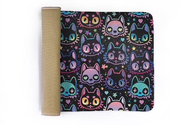 Alfombra infantil Caras de gato de colores