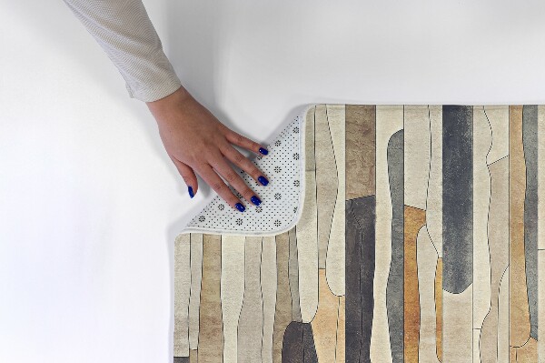 Alfombra antideslizante Rayas verticales abstractas en tonos madera