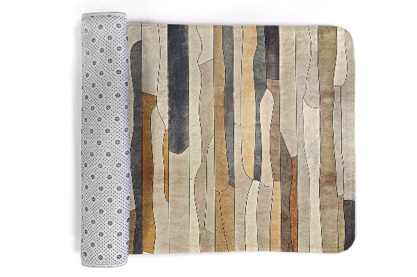 Alfombra antideslizante Rayas verticales abstractas en tonos madera