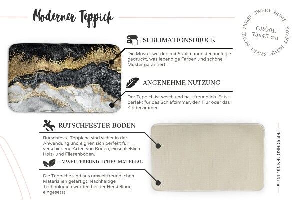 Alfombra antideslizante Tablero de damas beige y blanco