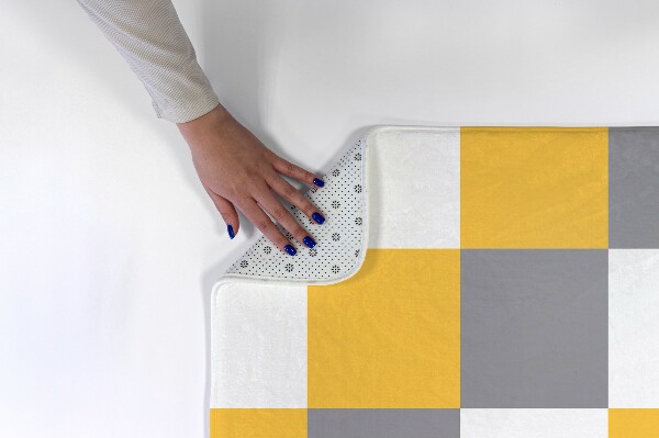 Alfombra infantil Cuadros amarillo-gris y blanco