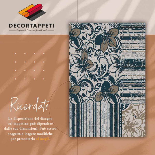 Alfombra vinilo cocina Flores y líneas