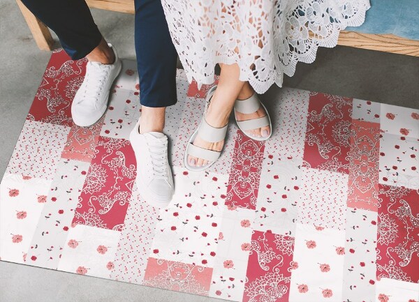 Alfombra vinilo cocina Mosaico floral