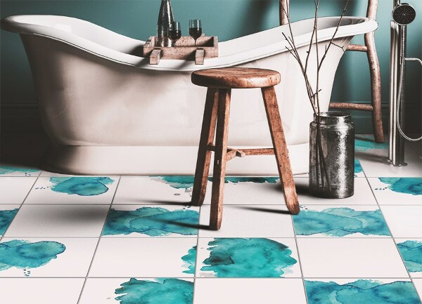 Alfombra de vinilo Cubos de acuarela