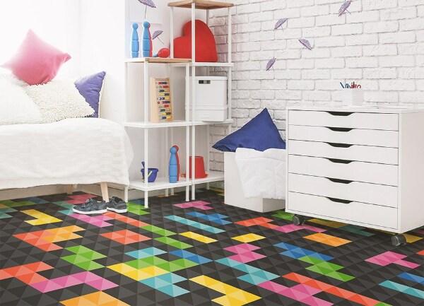 Alfombra vinilo Tetris cubos