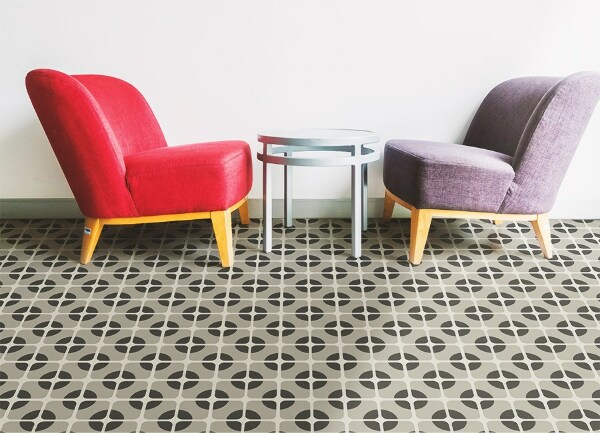 Alfombra de vinilo para cocina Ruedas geométricas