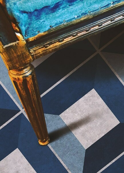 Alfombra de vinilo para cocina Bloques cubistas