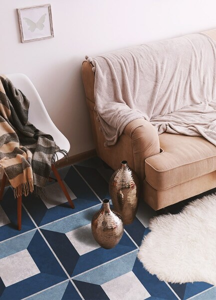 Alfombra de vinilo para cocina Bloques cubistas