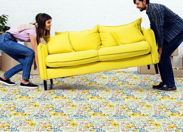 Alfombra vinilo cocina Flores de primavera