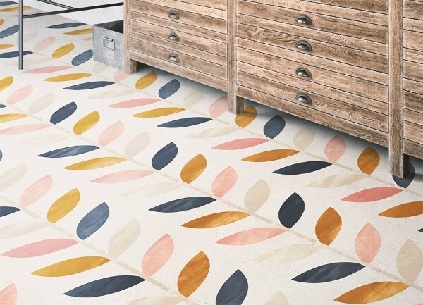 Alfombra vinilo cocina Hojas pequeñas