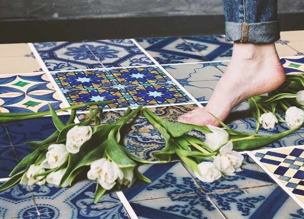 Alfombra vinilo cocina Azulejos marroquíes