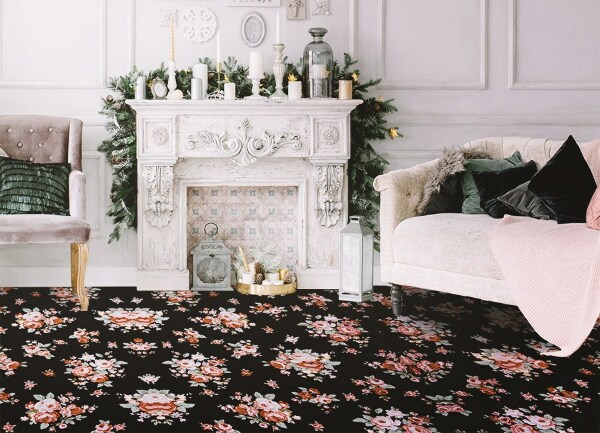 Alfombra de vinilo para cocina Ramas florales