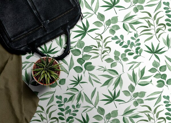 Alfombra de vinilo para cocina Hojas pequeñas