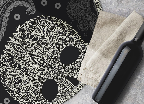 Alfombra pvc redonda Calaveras antiguas