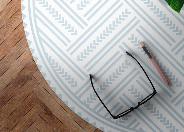 Alfombra redonda de vinilo Jodki zigzag