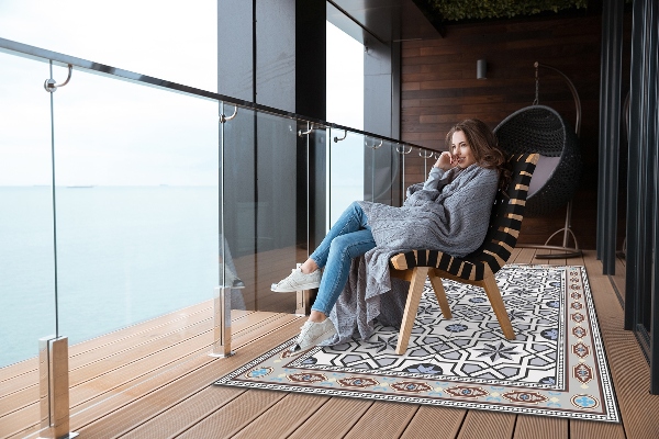 Alfombra para terraza exterior Estrellas geométricas