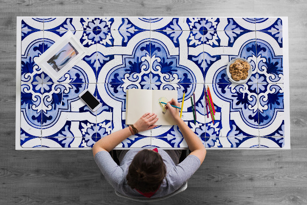 Alfombrilla para escritorio Baldosas azules