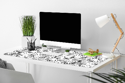 Alfombrilla escritorio Hojas en blanco y negro