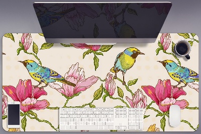 Alfombrilla escritorio Flores y pájaros