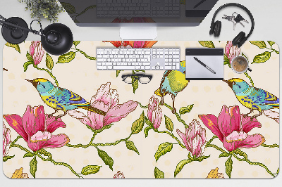 Alfombrilla escritorio Flores y pájaros