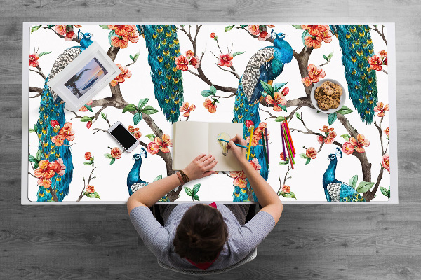 Alfombrilla para escritorio Pavo real y flores