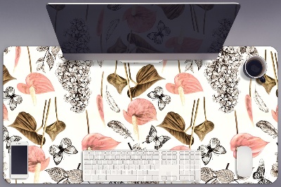 Alfombrilla escritorio Flores y mariposas