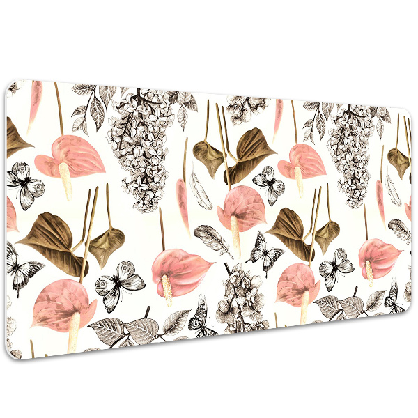 Alfombrilla escritorio Flores y mariposas