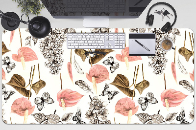 Alfombrilla escritorio Flores y mariposas