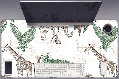 Alfombrilla escritorio Jirafas y elefantes