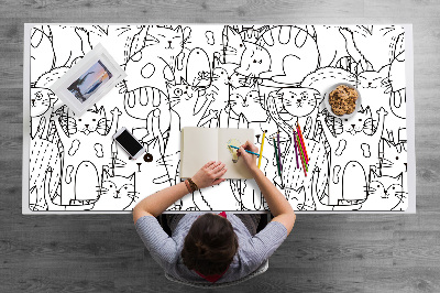 Alfombrilla escritorio Gatos al estilo doodle