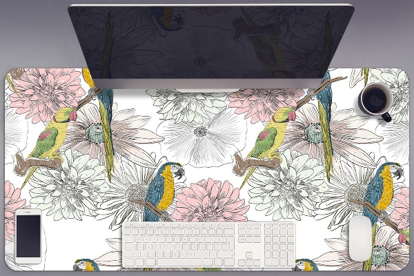 Alfombrilla de escritorio Loro y flores