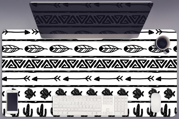 Alfombrilla escritorio Boho en blanco y negro
