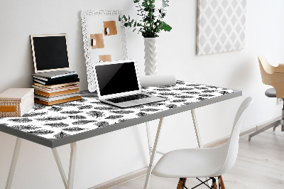 Alfombrilla escritorio Plumas en blanco y negro
