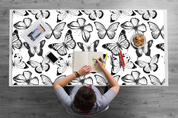 Alfombrilla escritorio Mariposa en blanco y negro