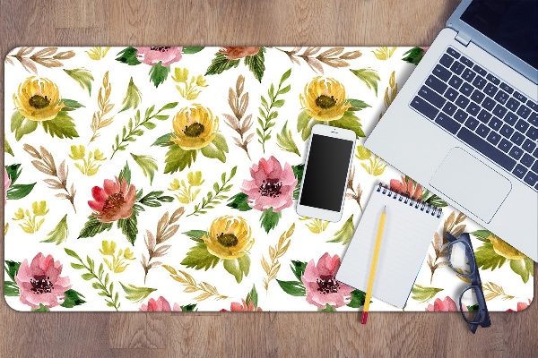Alfombrilla escritorio Flores de acuarela