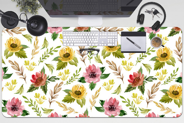 Alfombrilla escritorio Flores de acuarela