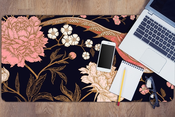 Protector de escritorio Peony con un pájaro