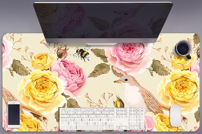 Alfombrilla escritorio Pájaros y rosas