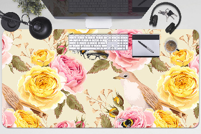 Alfombrilla escritorio Pájaros y rosas