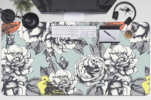 Protector de escritorio Rosas y pájaros