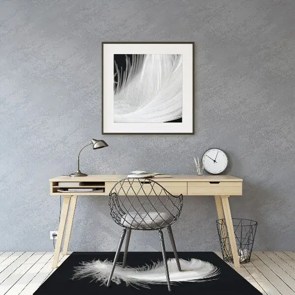 Alfombra para silla de escritorio Pluma blanca