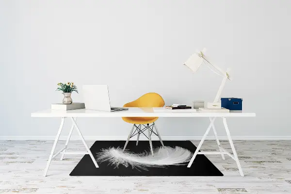Alfombra para silla de escritorio Pluma blanca