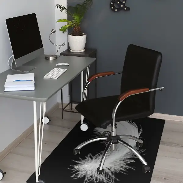 Alfombra para silla de escritorio Pluma blanca