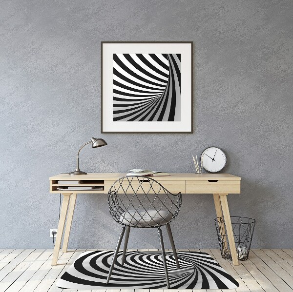 Alfombra silla escritorio Vórtice en blanco y negro