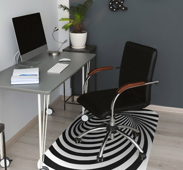 Alfombra silla escritorio Vórtice en blanco y negro